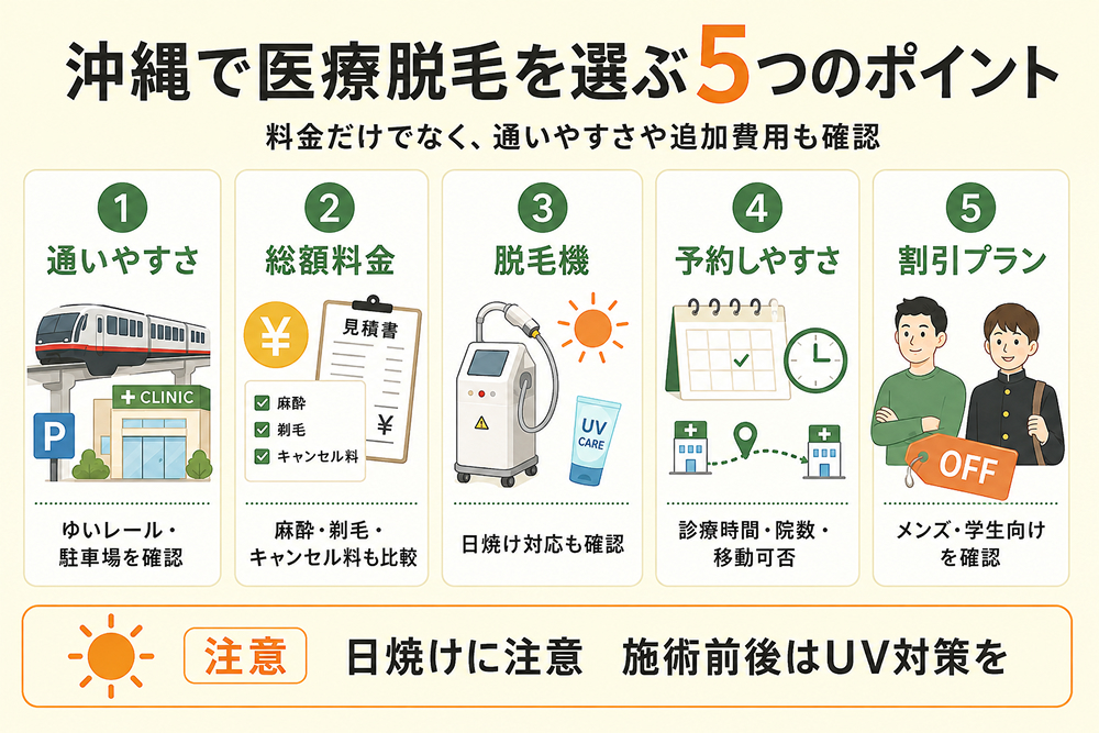 沖縄で医療脱毛を選ぶ5つのポイント
