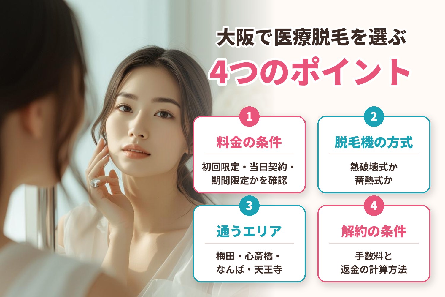 大阪で医療脱毛を選ぶ4つのポイント